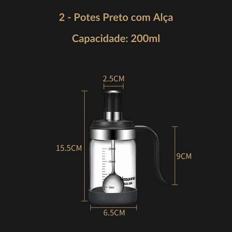 Potes para Temperos e Condimentos em Vidro com Colher Integrada