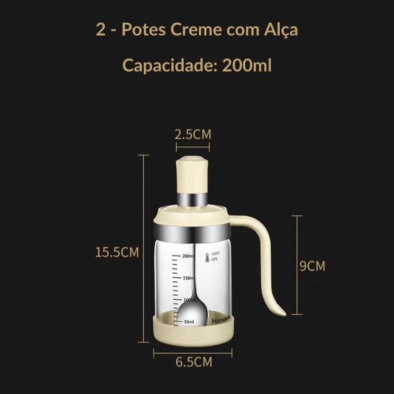 Potes para Temperos e Condimentos em Vidro com Colher Integrada