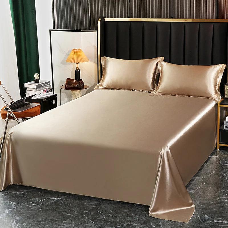 Conjunto de Luxo Cama de cetim com Folha Plana