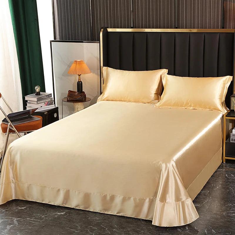 Conjunto de Luxo Cama de cetim com Folha Plana