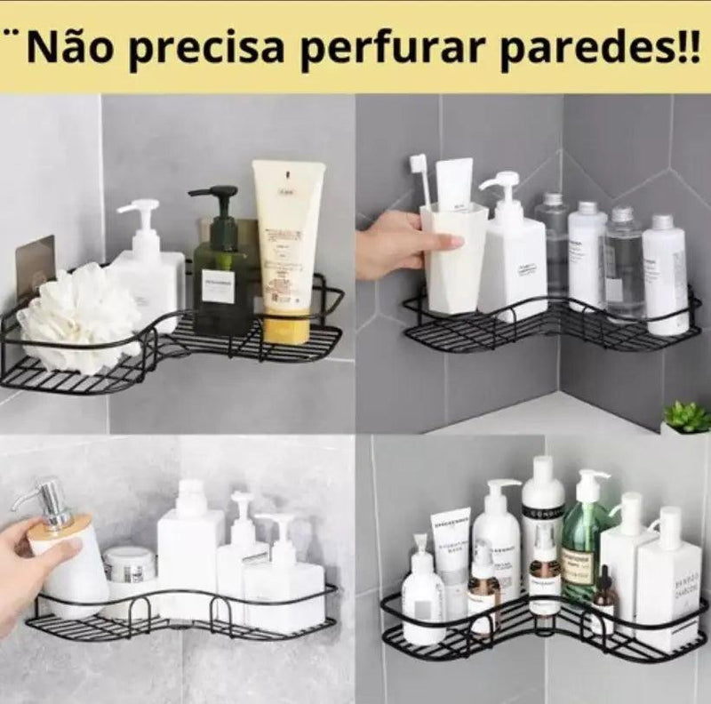 Kit 2 Suporte de Parede Multiuso Adesivo Prateleira Organizadora